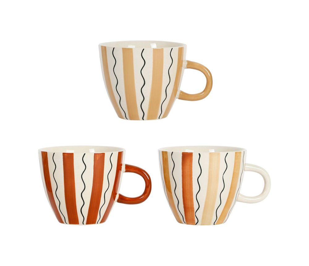 tasse déjeuner rayure madeira - grès - 3 couleurs assorties - beige caramel multicolore - 60 cl - SEMA DESIGN - COTE TABLE
