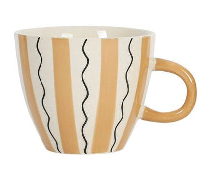 tasse déjeuner rayure madeira - grès - 3 couleurs assorties - beige caramel multicolore - 60 cl - SEMA DESIGN - COTE TABLE