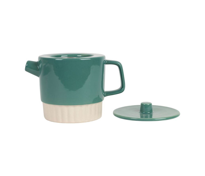 théière cannelé 1 litre - grés - émeraude - grès - filtre inox - SEMA DESIGN - COTE TABLE