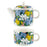 théière solitaire porcelaine - fleurie - thé café - fond vert - motif grosse fleur multicolore- DLP