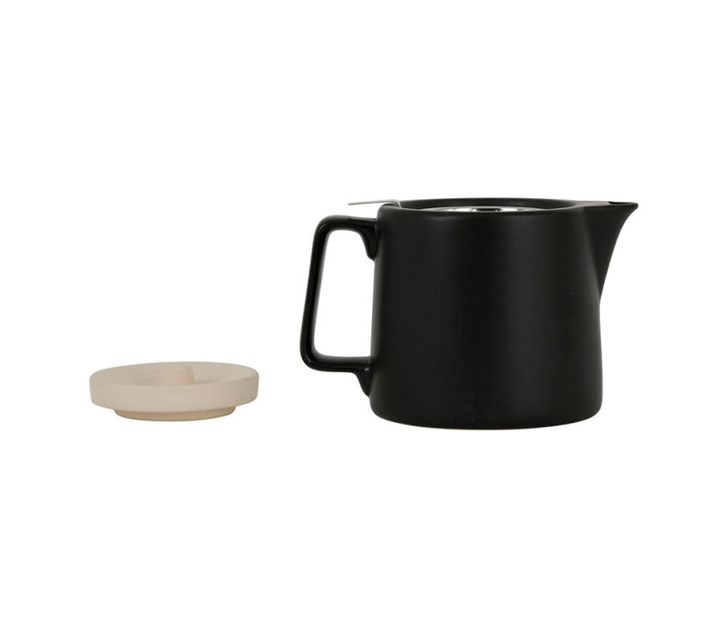théière verde 1 litre - grés - noir mat - couvercle grès naturel - filtre inox - SEMA DESIGN