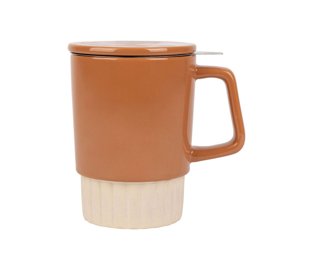 mug tasse tisanière cannelé  - 50cl - - terra - grès - filtre inox - SEMA DESIGN - COTE TABLE