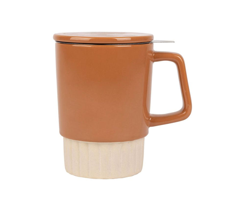 mug tasse tisanière cannelé  - 50cl - - terra - grès - filtre inox - SEMA DESIGN - COTE TABLE