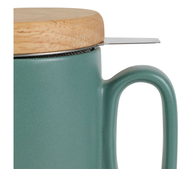 mug tasse tisanière avec filtre inox - grès - vert sauge  - couvercle bambou - 50 cl - SEMA DESIGN - COTE TABLE