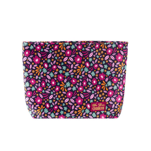 Trousse de toilette femme - motif fleuri - matiere douce - poche interieure - DLP - derriere la porte