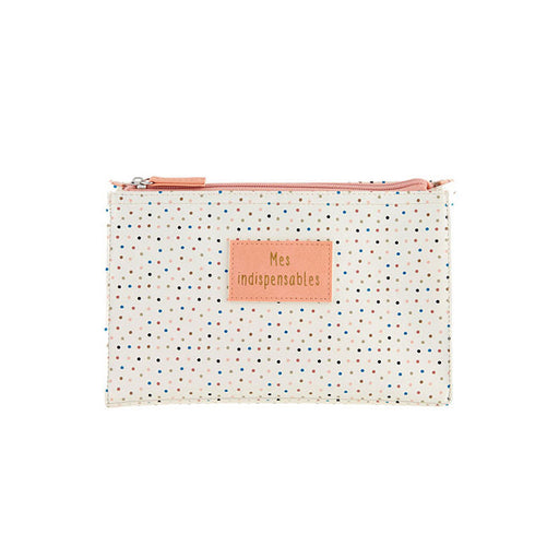 Trousse de toilette trousse a maquillage femme - motif pois multicolore - matiere polyurethane - DLP - derriere la porte