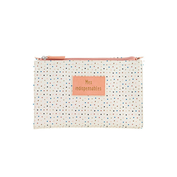 Trousse de toilette trousse a maquillage femme - motif pois multicolore - matiere polyurethane - DLP - derriere la porte