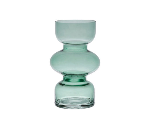 VASE EN VERRE CONTEMPORAIN  - vert - FINITION transparente - HAUTEUR 18 CM - SEMA DESIGN - SEMA DESIGN coté table