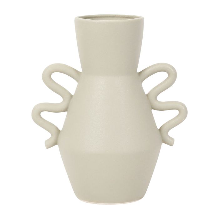 vase en grès  - 2 anses - sable grisé - aspect granuleux - HAUTEUR 28 CM - SEMA DESIGN