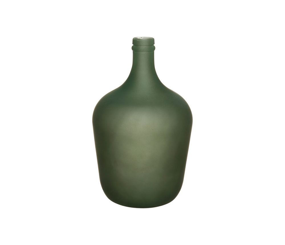 VASE EN VERRE - Forme dame jeanne - vert mat - HAUTEUR 30 CM - SEMA DESIGN