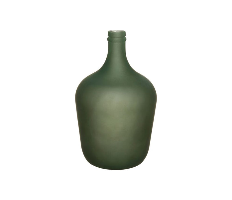VASE EN VERRE - Forme dame jeanne - vert mat - HAUTEUR 30 CM - SEMA DESIGN