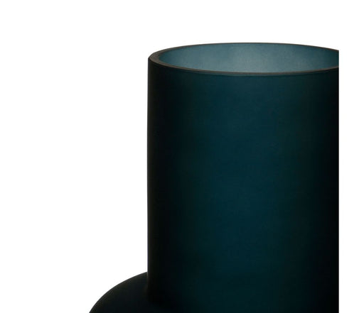 VASE EN VERRE CONTEMPORAIN  - BLEU NUIT - FINITION MAT - HAUTEUR 25 CM - SEMA DESIGN - coté table