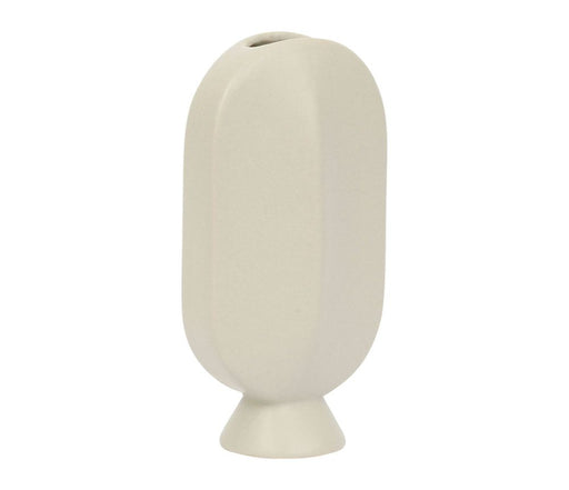 vase face haute beige - soliflore - hauteur 17 cm - grès - SEMA DESIGN