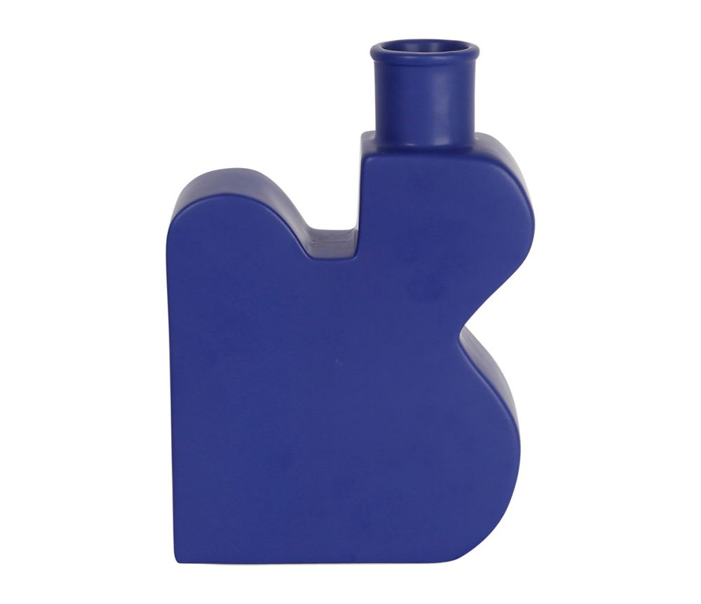 VASE EN GRES - Forme design - bleu mat - HAUTEUR 28 CM - SEMA DESIGN - COTE TABLE