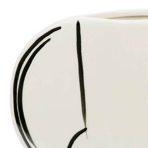 vase lumi contour - blanc et noir - grès - hauteur 28 cm - SEMA DESIGN