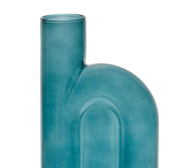 Vase en verre forme design - bleu émeraude - HAUTEUR 19.5 CM - SEMA DESIGN - COTE TABLE