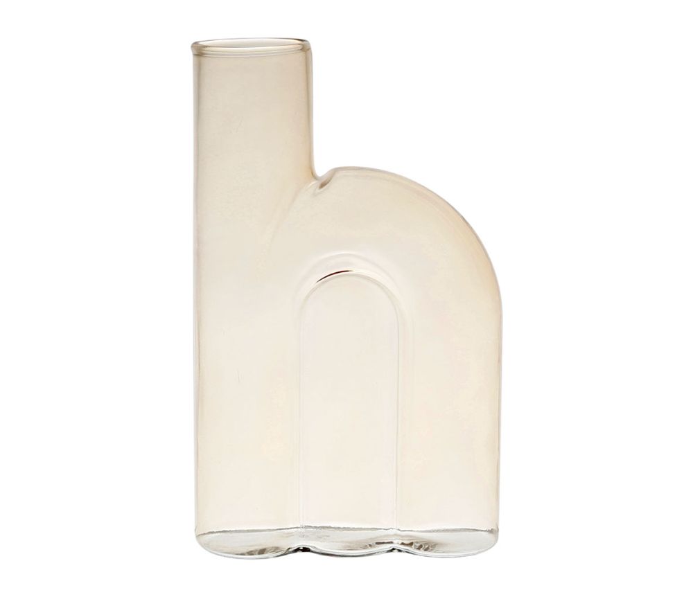 Vase en verre forme design - jaune ambré - HAUTEUR 19.5 CM - SEMA DESIGN - COTE TABLE