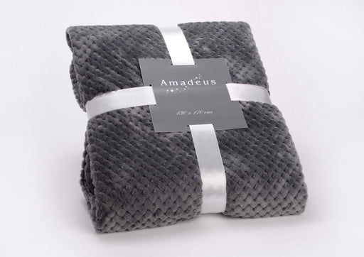 plaid damier gris anthracite - polyester tout doux - doublé - 130x170 cm - AMADEUS