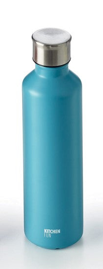 bouteille isotherme 500ml - uni mat bleu - 12h chaud - 24h froid - double paroi inox