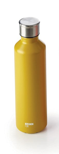bouteille isotherme 500ml - uni mat moutarde - 12h chaud - 24h froid - double paroi inox