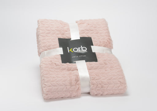 plaid - motif chevron - rose clair - 130 x 170 cm - polyester - AMADEUS KORB