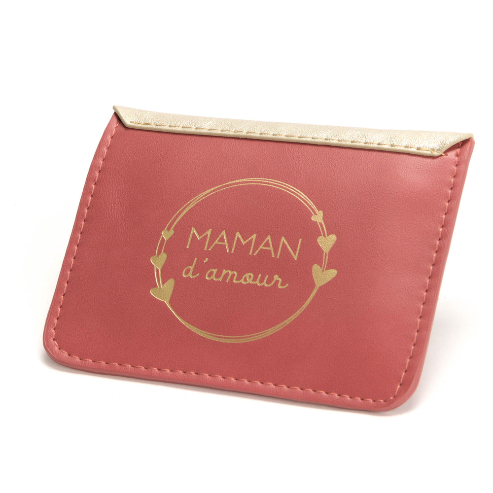 porte monnaie personnalisé maman d'amour - synthétique - rose et doré - amadeus cades