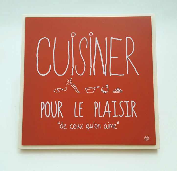 dessous de plat "Cuisiner" - hêtre - rooibos - Sophie Janière