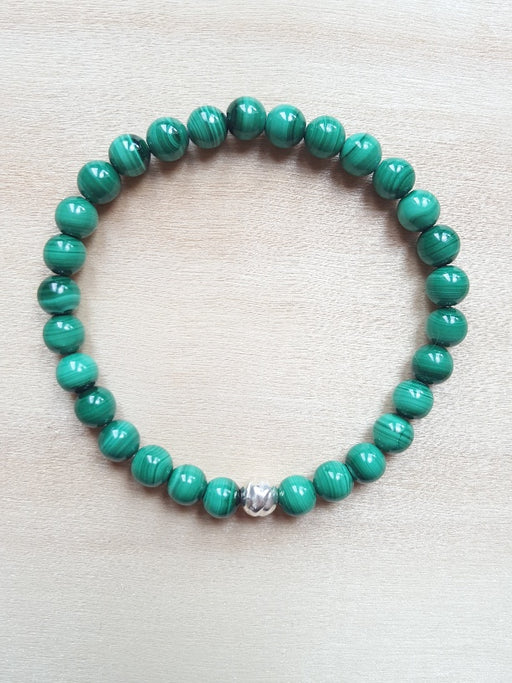 Bracelet en pierre - Malachite - Pierre Chakra Cœur - couleur verte - perles 6 mm