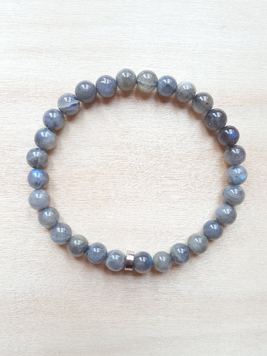 Bracelet de pierres véritables de Labradorite - 6 mm - Protection - Gris irisé