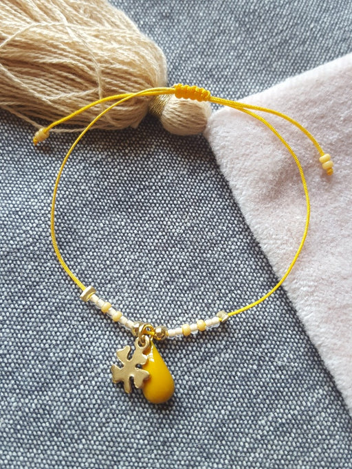 Bracelet Porte Bonheur Jaune Moutarde