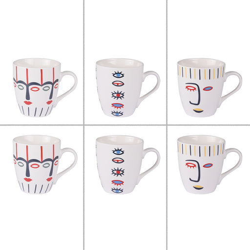 mug porcelaine - visage awa - 23 cl - coffret cadeau 6 mugs - Table Passion