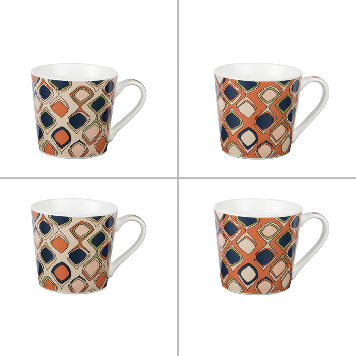 mug porcelaine - collection ethnic - mulitcolore - 35 cl - coffret cadeau 4 mugs - Table Passion
