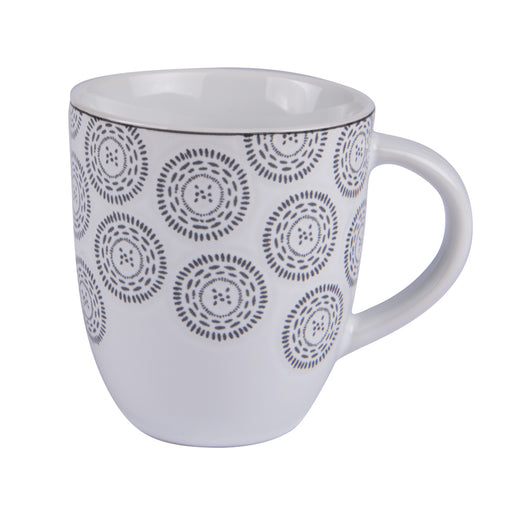 mug en grès chloé - motif rosaces - gris - table passion