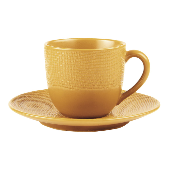 tasses à café avec soucoupe  en grès - safran - collection Vesuvio - Table passion