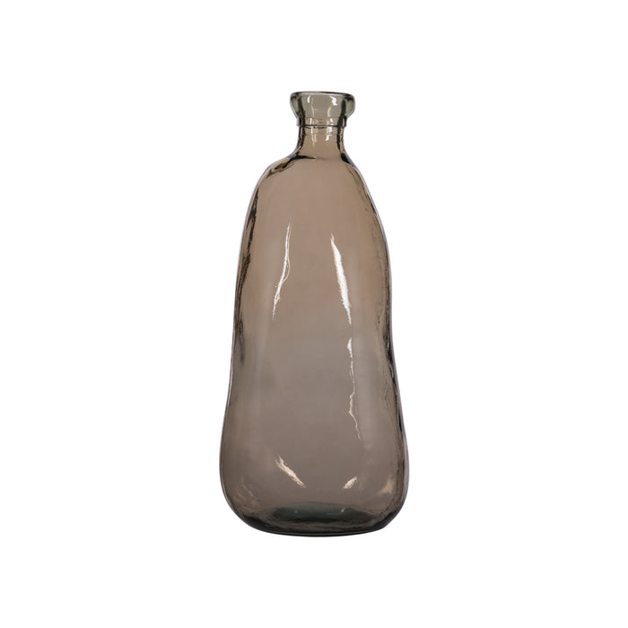 VASE EN VERRE transparent - verre recyclé - marron sable - HAUTEUR 35 CM - Bastide