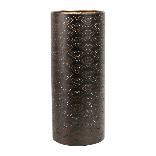 Lampe cylindre métal - motifs japonais - noir et doré - SEMA DESIGN