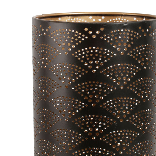 Lampe cylindre métal - motifs japonais - noir et doré - SEMA DESIGN