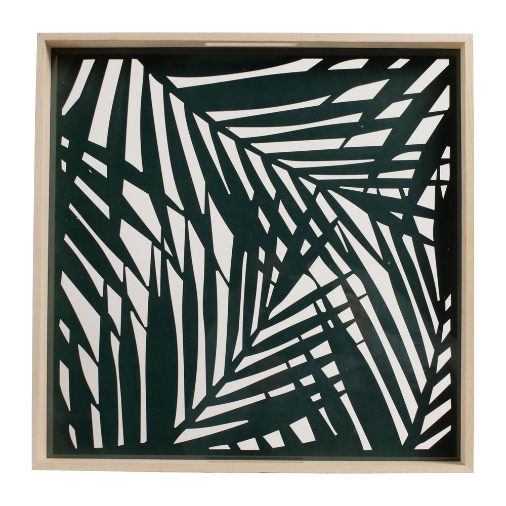 plateau palméo émeraude - mdf et verre - carré - plateau à rebords - SEMA DESIGN