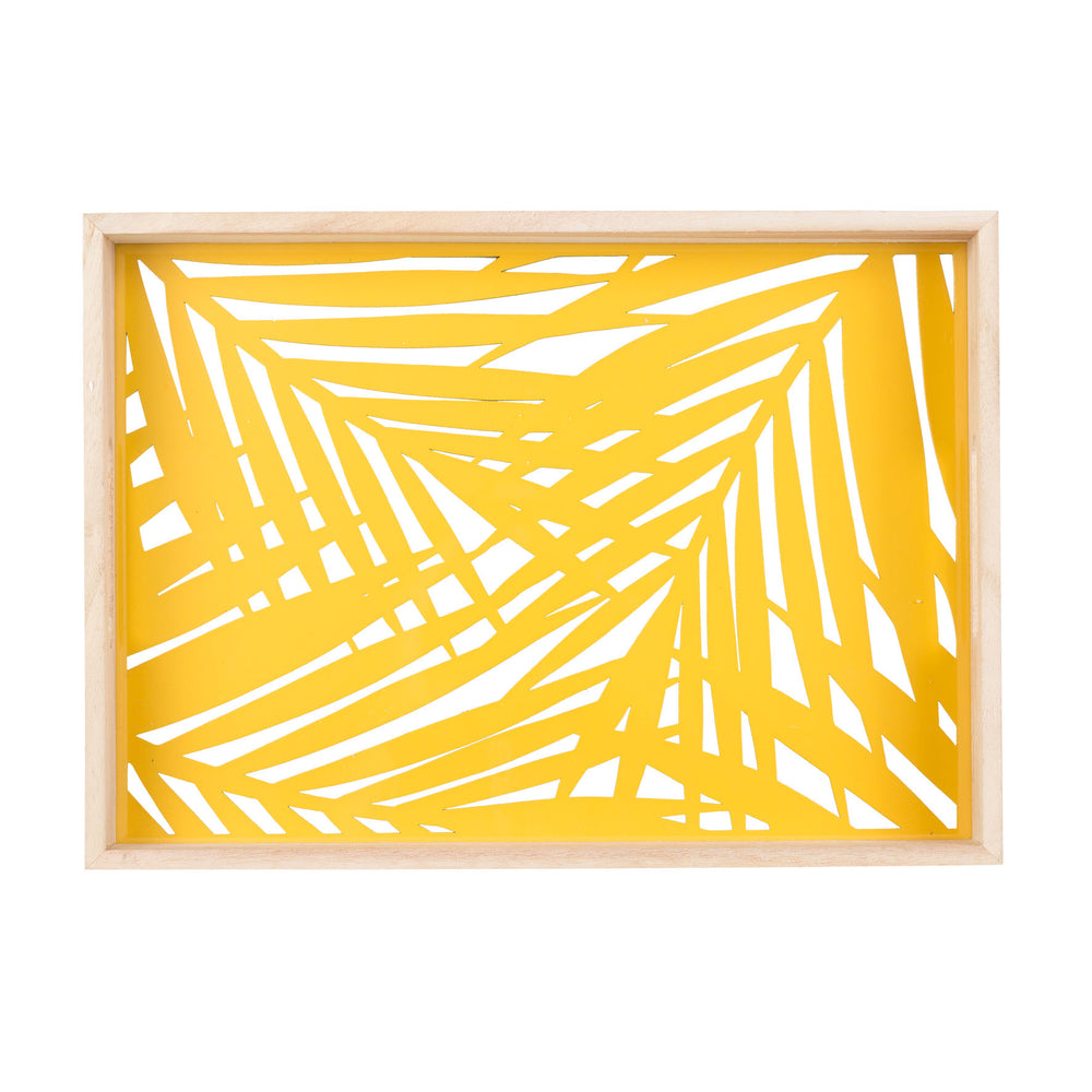 plateau palméo jaune - mdf et verre - rectangulaire - plateau à rebords - SEMA DESIGN