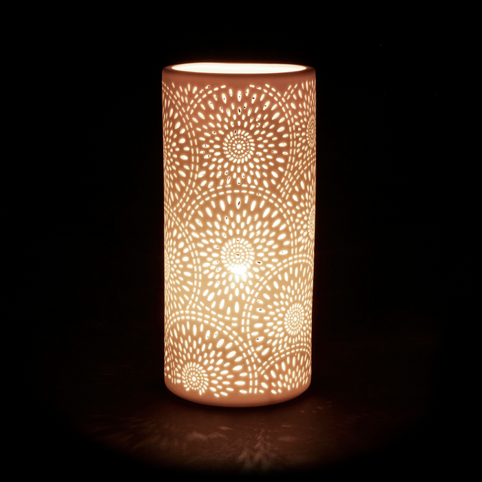 lampe cylindre rosace - porcelaine biscuit - blanc - SEMA DESIGN