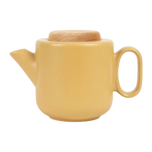 théière baltika 1 litre - grés - jaune moutarde mat - couvercle bambou - SEMA DESIGN
