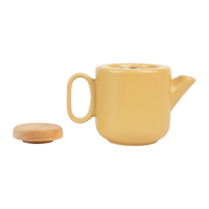 théière baltika 1 litre - grés - jaune moutarde mat - couvercle bambou - SEMA DESIGN
