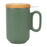 mug tisanière avec filtre inox - grès - vert de gris  - couvercle bambou - 50 cl - SEMA DESIGN