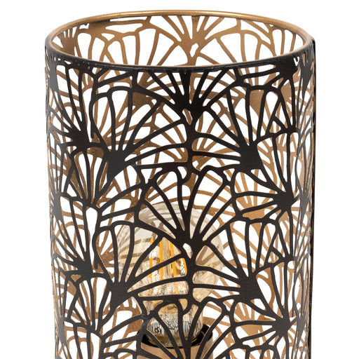 Lampe cylindre métal - motifs floraux - noir doré - SEMA DESIGN