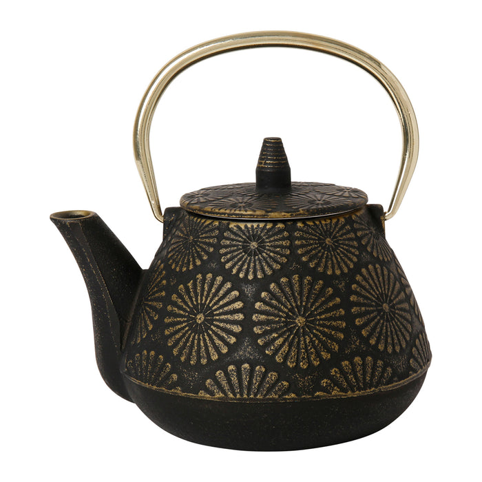 théière en fonte - noire - anse dorée' - filtre inox - 1 litre - SEMA DESIGN