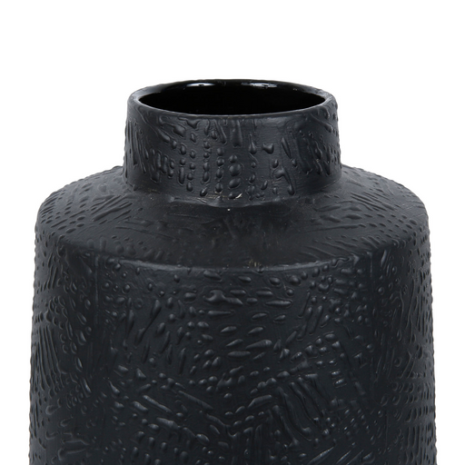 vase - Noir - effet matière ton sur ton - grès - hauteur 28 cm - SEMA DESIGN
