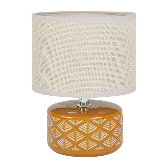 lampe de chevet - graphique - céramique et jute - moutarde - h 21 cm - SEMA DESIGN