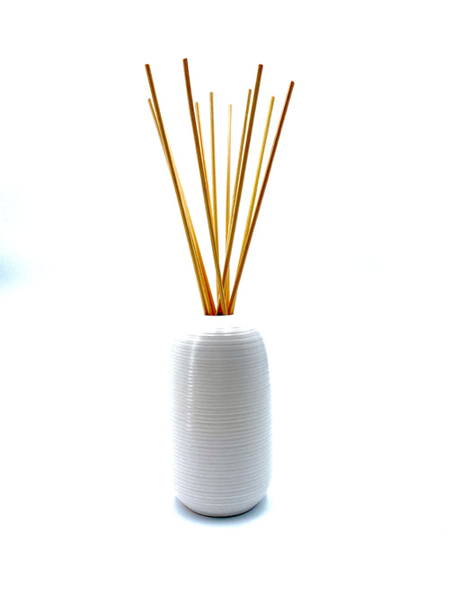 vase strié - blanc - céramique - soliflore - diffuseur de parfum - DRAKE