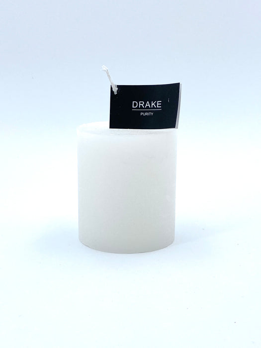 bougie cylindre - bois de rose iris - parfum de grasse - 50h - H 7,5 x L 7 cm - parfum purity - couleur blanc - DRAKE