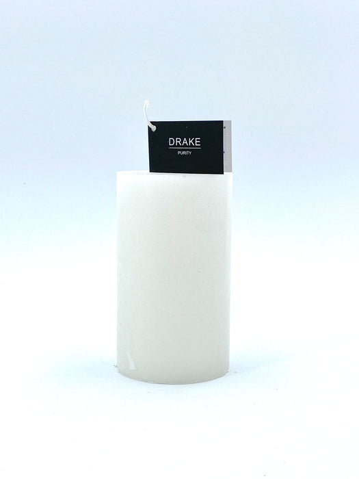 bougie cylindre - bois de rose iris - parfum de grasse - 70h - H 11 x L 7 cm - parfum purity - couleur blanc - DRAKE